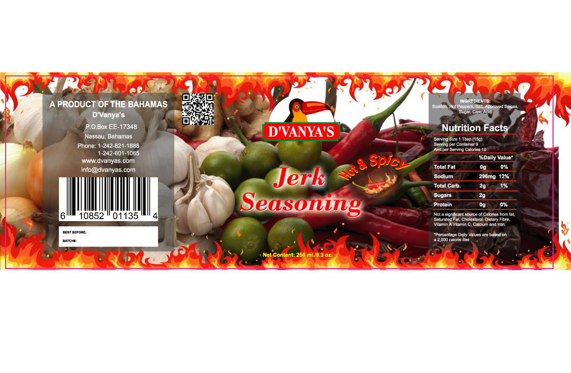 D'vanya's - Jerk Seasoning - Hot 8oz