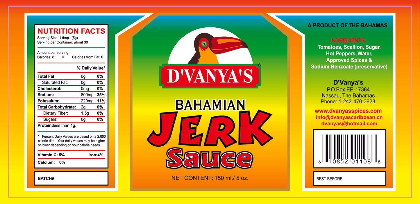D'vanya's Bahamian Jerk Sauce 5oz